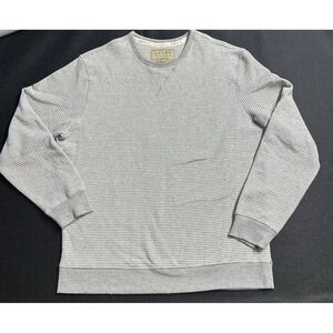 Jachs New York Striped Recycled Fleece Gray White Crewneck Sweatshirt Size Large
